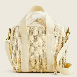 Small Montauk tote in straw with crossbody strap